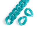 1ft Teal Blue Acrylic Chain Links, 24mm, Translucent, Marble, Colored Curb Chain
