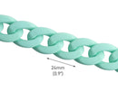 1ft Matte Mint Green Acrylic Chain Links, 24mm, For Jewelry and Craft Making