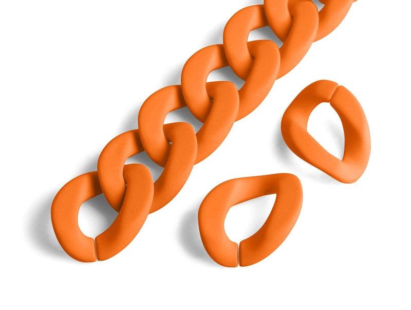 1ft Matte Orange Acrylic Chain Links, 24mm, For Do It Yourself Chunky Bracelets