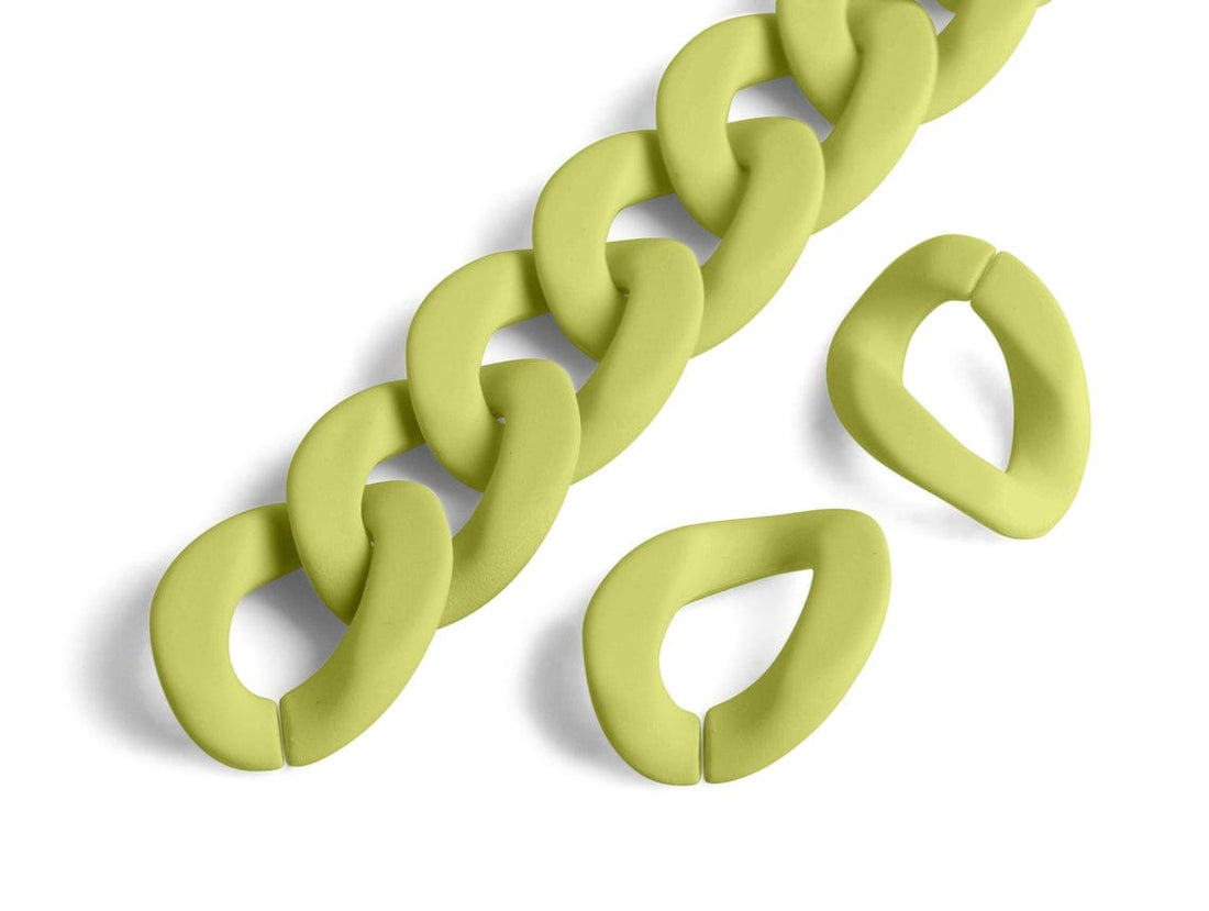 1ft Matte Kiwi Green Acrylic Chain Links, 24mm, For Chain Purse Strap