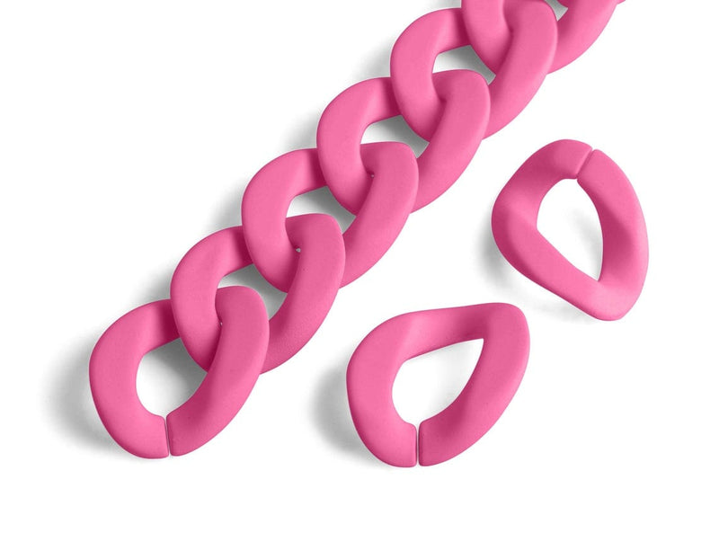 1ft Matte Hot Pink Acrylic Chain Links, 24mm, Designer, For Wristlet Handles
