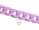 1ft Matte Purple Plastic Chain Links, 24mm, Jewelry Supply, Pastel Kawaii