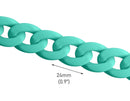 1ft Matte Turquoise Green Acrylic Chain Links, 24mm, For Cuban Link Necklaces