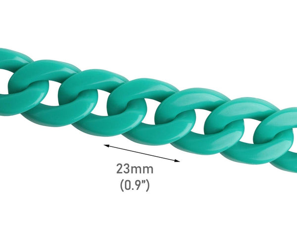 1ft Turquoise Green Acrylic Chain Links, 23mm, For Do It Yourself Sunglasses Chains