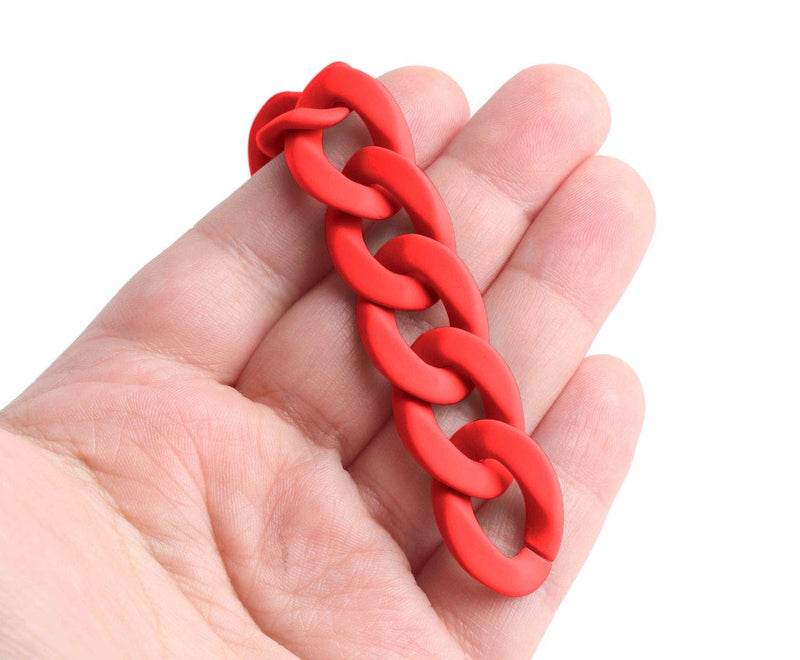 1ft Matte Red Acrylic Chain Links, 24mm, For Replacement Bag and Purse Straps