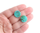 4 Turquoise Green Stud Earring Blanks, Colored Acrylic with Marbling, 16mm