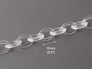 9ft Small Clear Acrylic Chain, 13mm, Thin Oval Links, Long Continuous Length