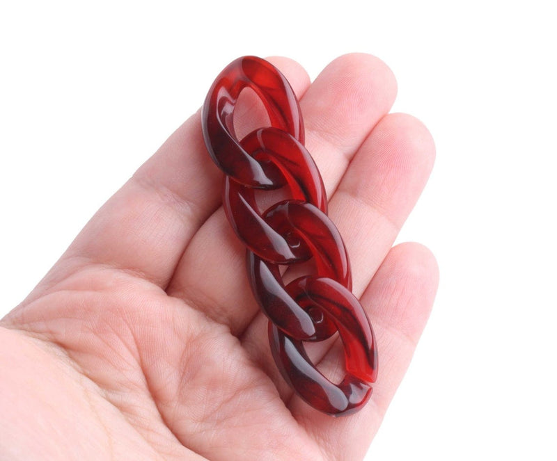 1ft Wine Red Acrylic Chain Links, 29mm, Translucent, For Crossbody and Purse Chains