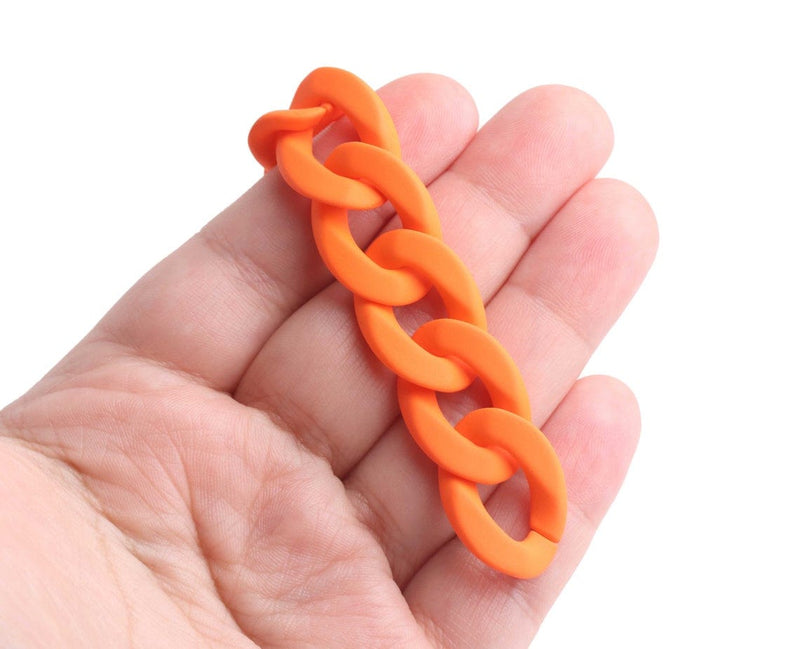 1ft Matte Orange Acrylic Chain Links, 24mm, For Do It Yourself Chunky Bracelets