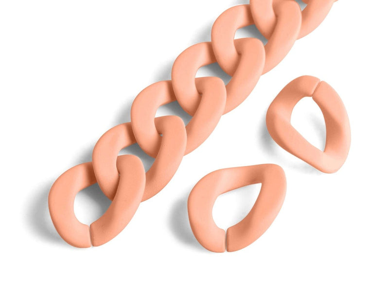 1ft Matte Coral Orange Acrylic Chain Links, 24mm, Pastel Colors, Jewelry Supply
