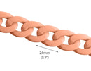1ft Matte Coral Orange Acrylic Chain Links, 24mm, Pastel Colors, Jewelry Supply