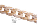 1ft Large Cafe Latte Acrylic Chain Links, 29mm, Light Tortoise, For Purse Straps