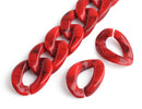 1ft Imperial Red Acrylic Chain Links, 29mm, Marble, Chunky Curb Chain
