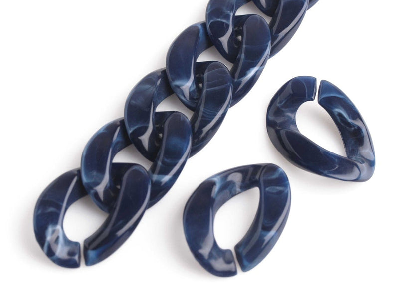 1ft Large Navy Blue Acrylic Chain Links, 29mm, For Decorative Handbag Straps