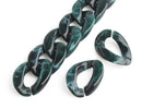 1ft Forest Green Acrylic Chain Links, 29mm, Dark Green Marble, For Cuban Link Necklaces