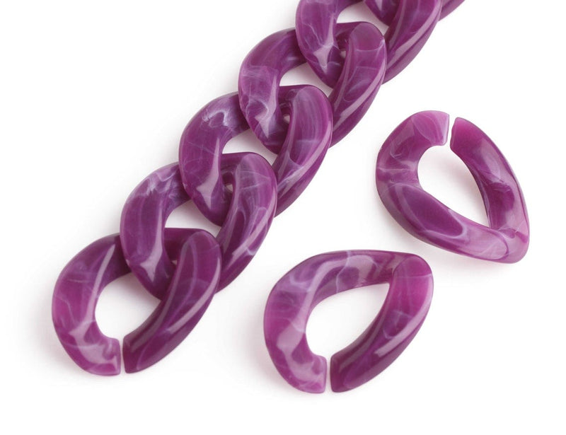 1ft Purple Chain Links, 29mm, Acrylic Marble, For Big Bold Chunky Necklaces