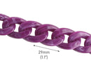 1ft Purple Chain Links, 29mm, Acrylic Marble, For Big Bold Chunky Necklaces