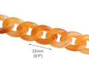 1ft Champagne Acrylic Chain Links, 23mm, Translucent Yellow Orange, Costume Jewelry
