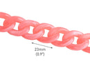 1ft Natural Pink Chain Links, 23mm, Acrylic, Light Pink Marble, For Necklaces