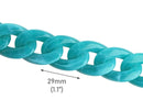 1ft Teal Blue Acrylic Chain Links, 29mm, Oversized Curb Chain, For Jewelry Supply