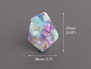 2 Geometric Charms in Watercolor Tortoise Shell, Diamond Shape, Light Blue and Pink, Acetate, 37 x 28mm