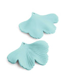 2 Mint Green Gingko Leaf Charms, Mermaid Tail, Seaform Green, Matte Acrylic, 44.5 x 33mm