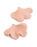 2 Matte Light Orange Gingko Leaf Charms, Coral Color, Fish Tail Charms, Acrylic, 44.5 x 33mm