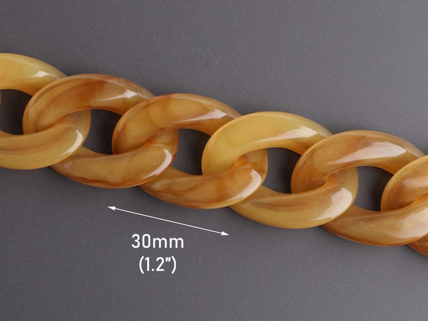 1ft Butterscotch Brown Chain Links, 30mm, Marble Acrylic, For Handbag Handles
