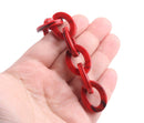 1ft Imperial Red Acrylic Chain Links, 25mm, Marble, Flat Oval Connectors