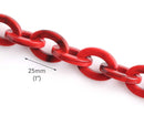 1ft Imperial Red Acrylic Chain Links, 25mm, Marble, Flat Oval Connectors
