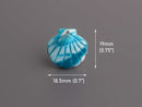 4 Tiny Seashell Charms in Blue and White, Scallop Shell Beads, Marble Acrylic, 19 x 18.5mm