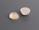 4 Champagne Cabochons with Gold Leaf Flakes, Round Flat Backs, Resin and Holographic Glitter, 20mm