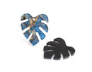 2 Monstera Charms in Blue and Gold Marble, Palm Tree Leaf Shape, Acrylic, 28 x 25mm