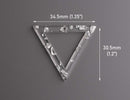 2 Large Triangle Ring Charms with Silver Leaf Foil Flakes, Transparent Clear Acrylic, 34.5 x 30.5mm