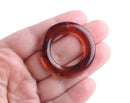 4 Round Ring Pendants in Tortoise Shell and Clear, Amber Marble, Washer Charms, Acrylic, 40mm