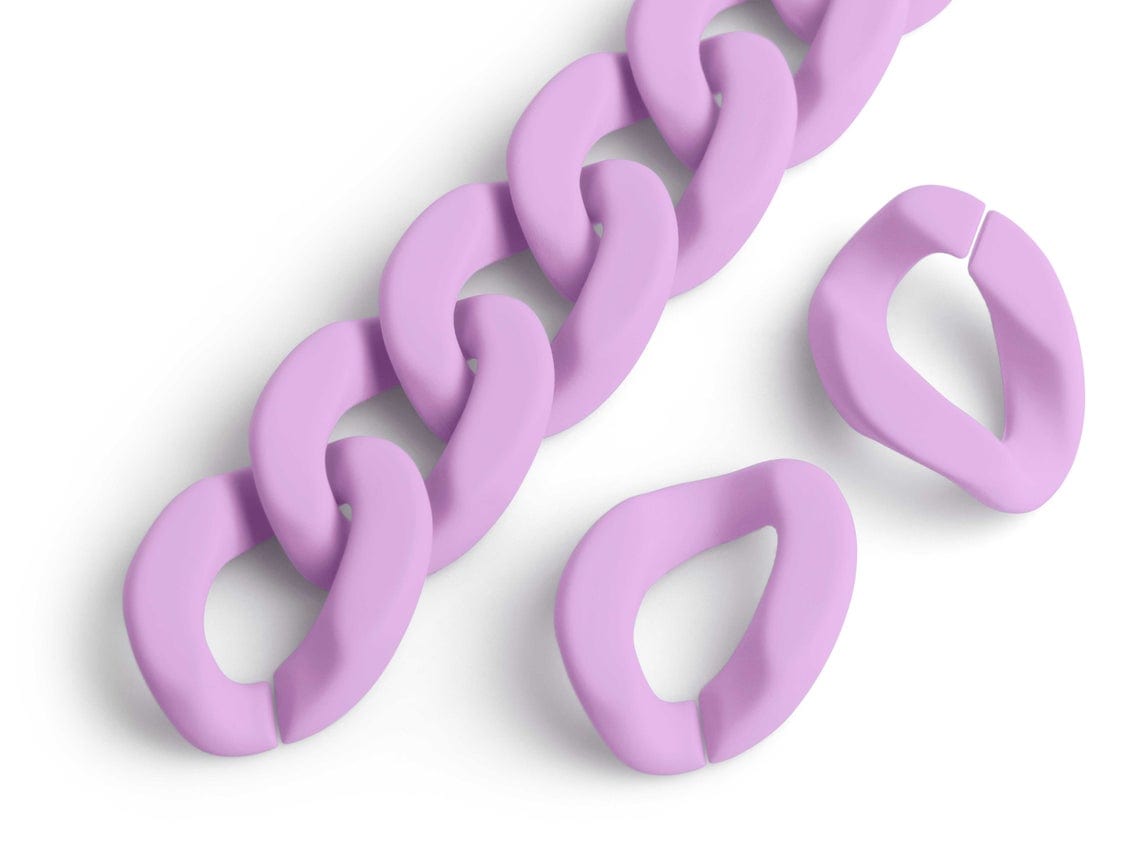 1ft Matte Purple Acrylic Chain Links, 28mm, Pastel Colored, For DIY Pu