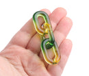 1ft Ombre Green and Yellow Acrylic Chain Links, 31mm, Transparent, Two Tone Gradients