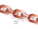 1ft Ombre Brown and Clear Acrylic Chain Links, 31mm, Transparent, Two Tone Gradients