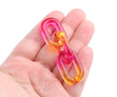 1ft Ombre Pink and Yellow Acrylic Chain Links, 31mm, Transparent, Two Tone Colors