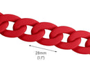 1ft Matte Red Acrylic Chain Links, 28mm, For Craft and Jewelry Making