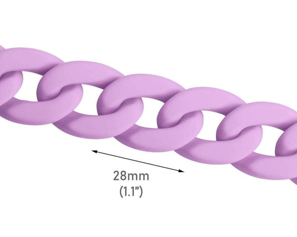 1ft Matte Purple Acrylic Chain Links, 28mm, Pastel Colored, For DIY Purse Straps