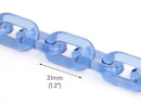 1ft Sapphire Blue Acrylic Chain Links, 31mm, Transparent, For Big Bold Necklaces