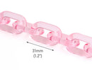 1ft Ballet Pink Chain Links, 31mm, Glassy Transparent, For Chunky Bracelets
