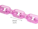 1ft Light Purple Acrylic Chain Links, 31mm, Transparent Glass, Pastel Japan Fashion