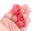 1ft Cherry Red Acrylic Chain Links, 31mm, Transparent, Chunky Oval Cable