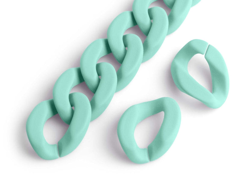 1ft Matte Mint Green Acrylic Chain Links, 28mm, Craft and Jewelry Supply Items