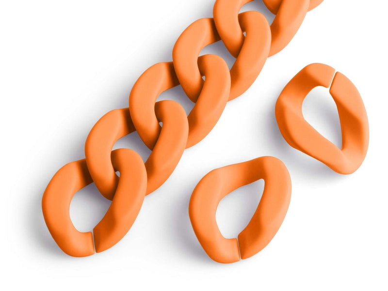 1ft Matte Orange Acrylic Chain Links, 28mm Large Chunky Connectors, For Jewelry