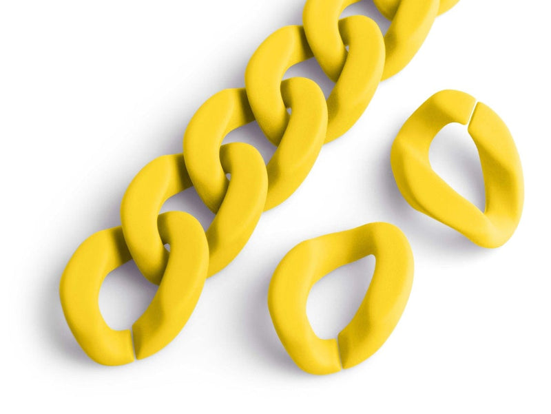 1ft Matte Yellow Acrylic Chain Links, 28mm, For Glasses Chains and Lanyards