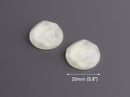 4 Wavy Cabochons in Ivory White, High Dome, Round Cabs, Resin, 20mm