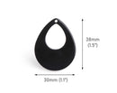 4 Black Teardrop Pendants, Lightweight Earring Drops, Acrylic Plastic, 38 x 30mm